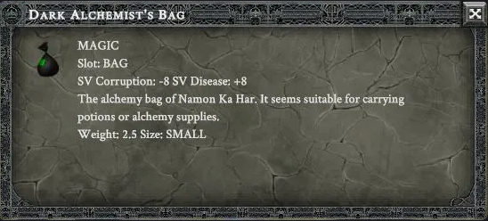 DARK ALCHEMIST'S BAG item card